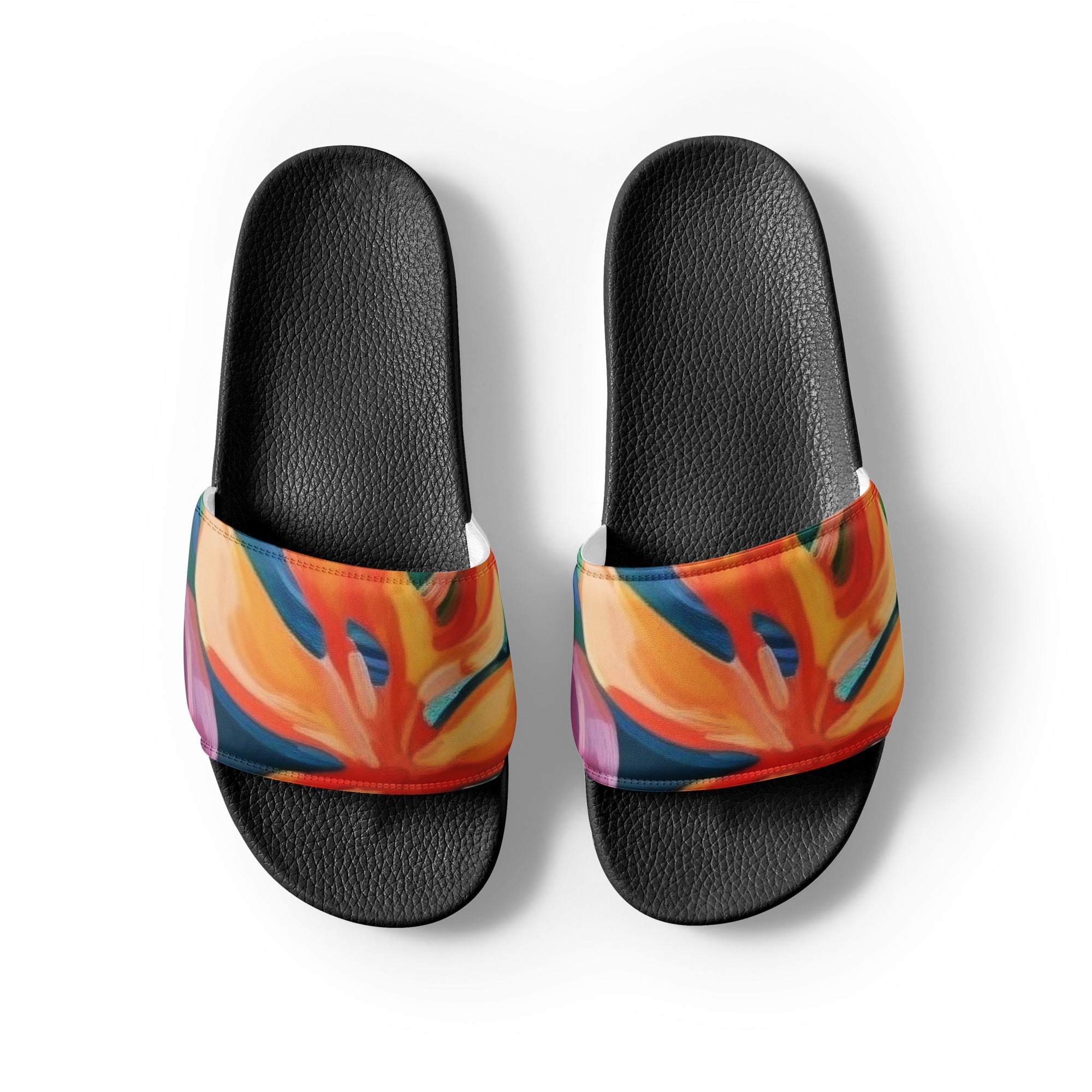 Tropical Plants Print Men's Slides by Visual Verse - Image 2