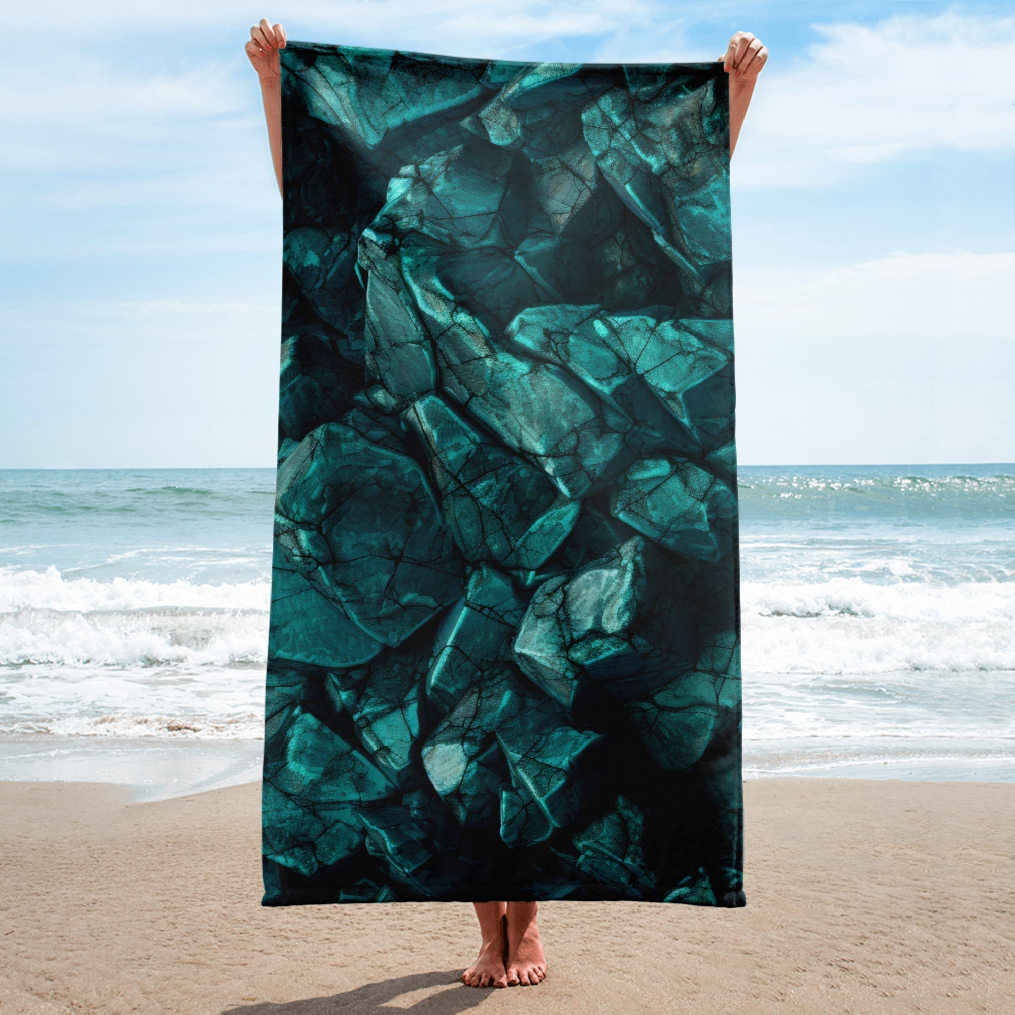 Turquoise Rock Beach Towel by Visual Verse - Image 1