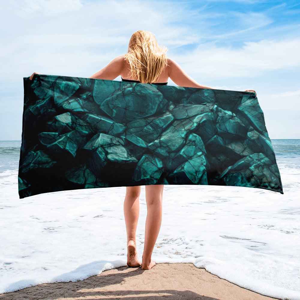 Turquoise Rock Beach Towel by Visual Verse - Image 2