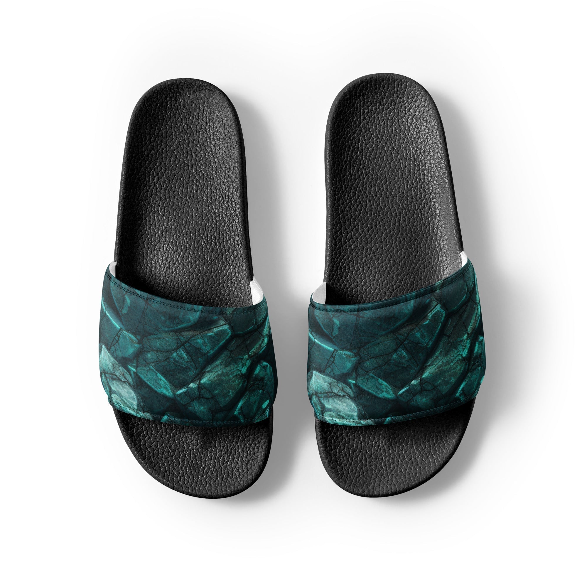 Turquoise Rock Men's Slides by Visual Verse - Image 2