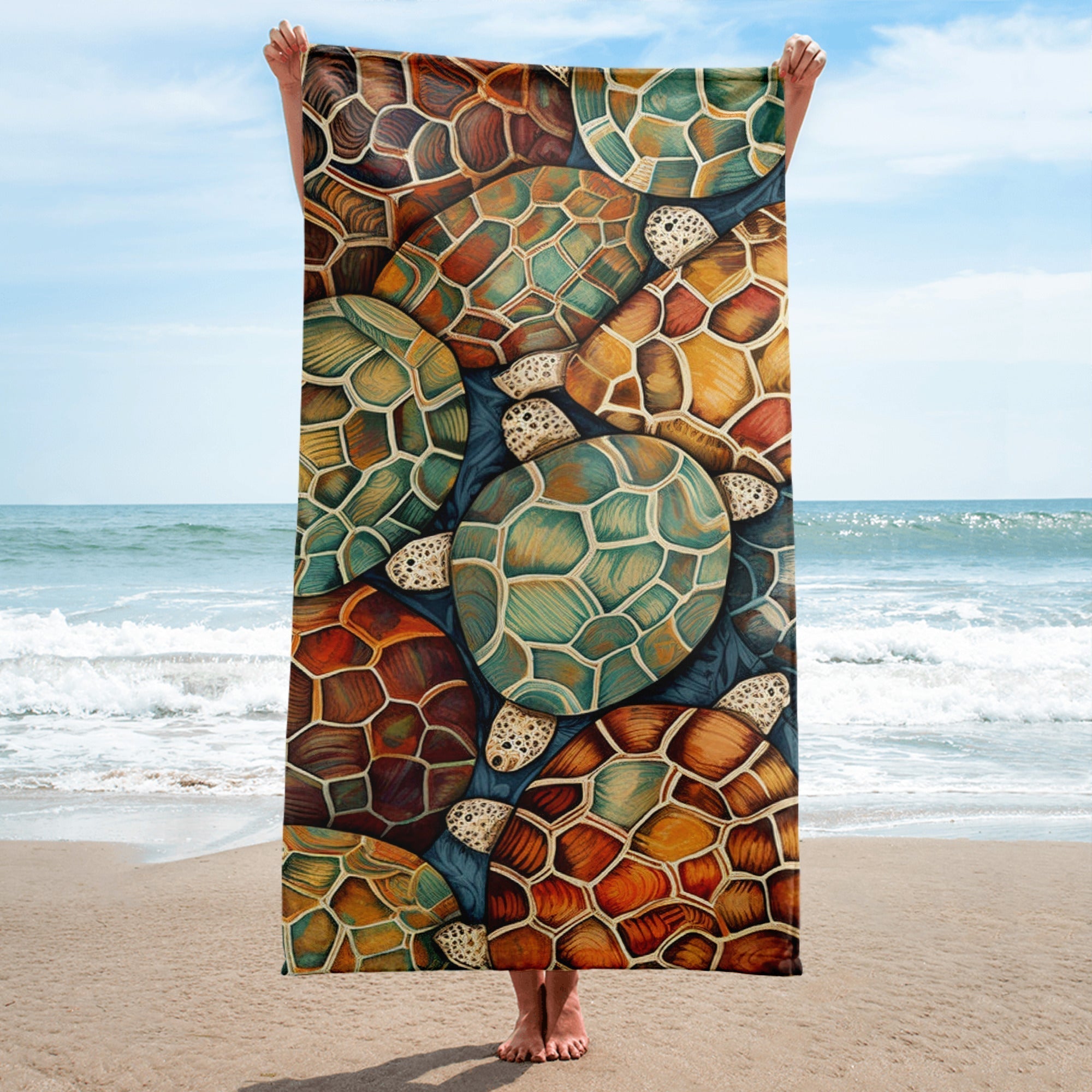 Turtle Shells Print Beach Towel by Visual Verse - Image 1