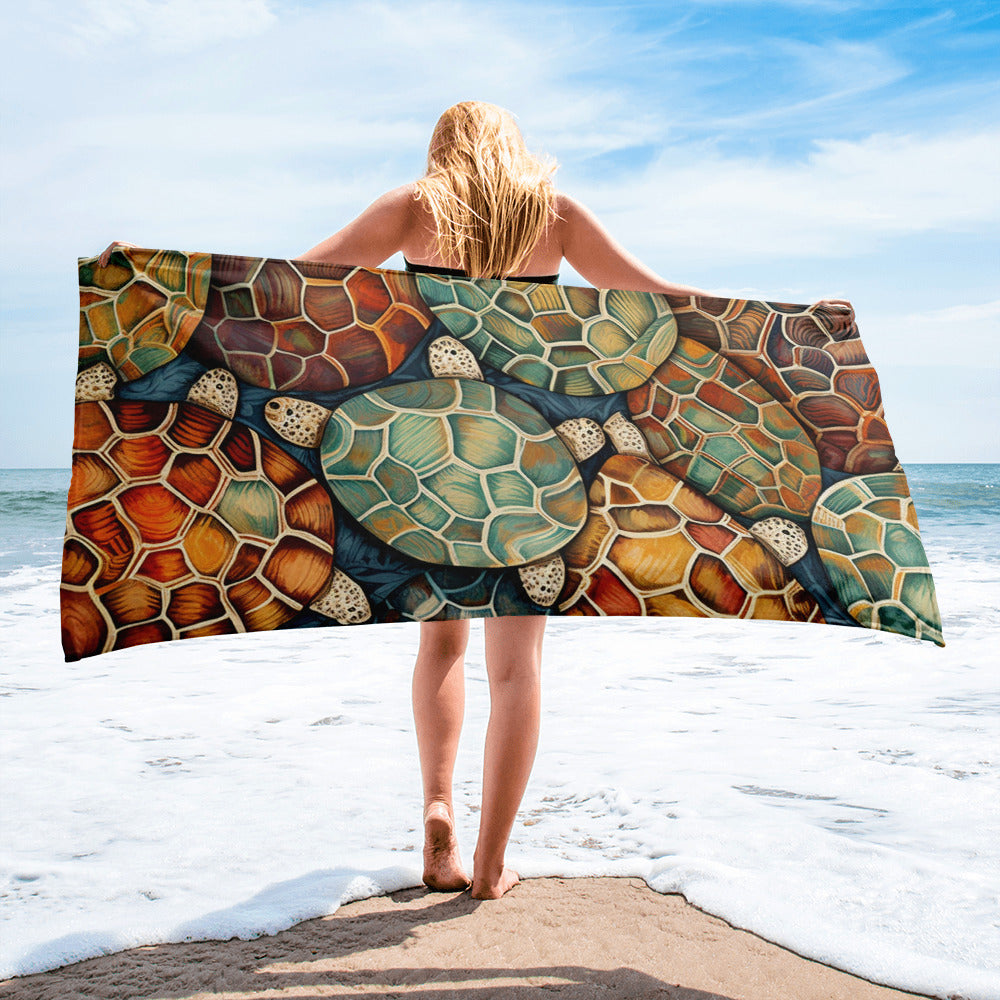 Turtle Shells Print Beach Towel by Visual Verse - Image 2