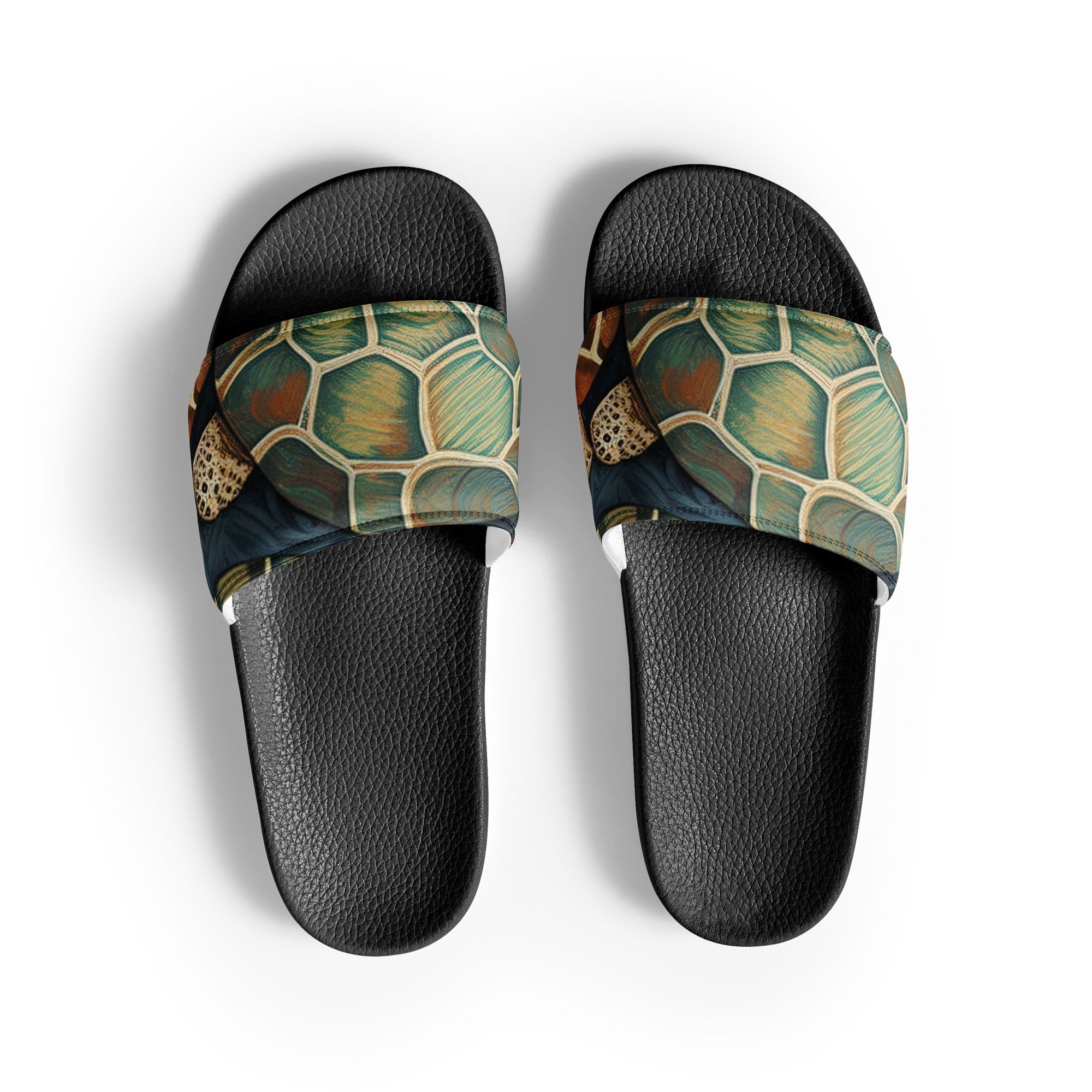 Turtle Shells Print Men's Slides by Visual Verse - Image 1