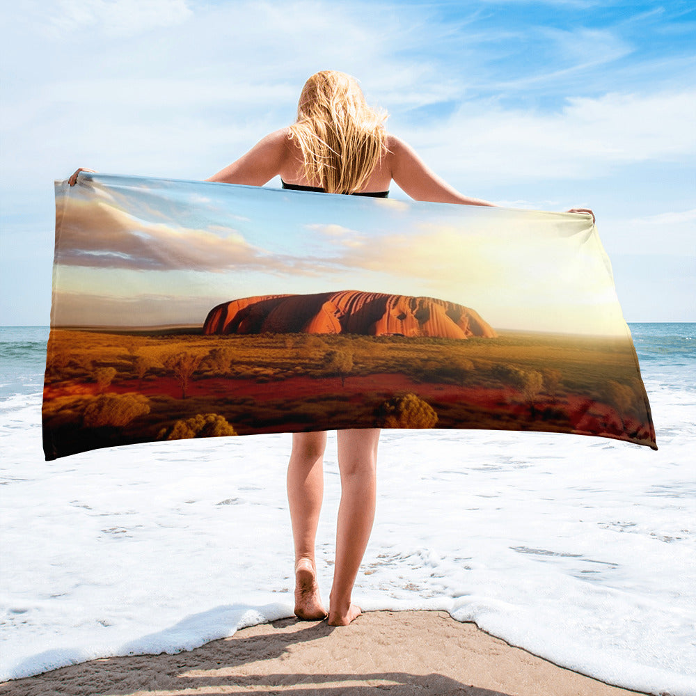 Uluru Ayers Rock Australia Beach Towel by Visual Verse - Image 1