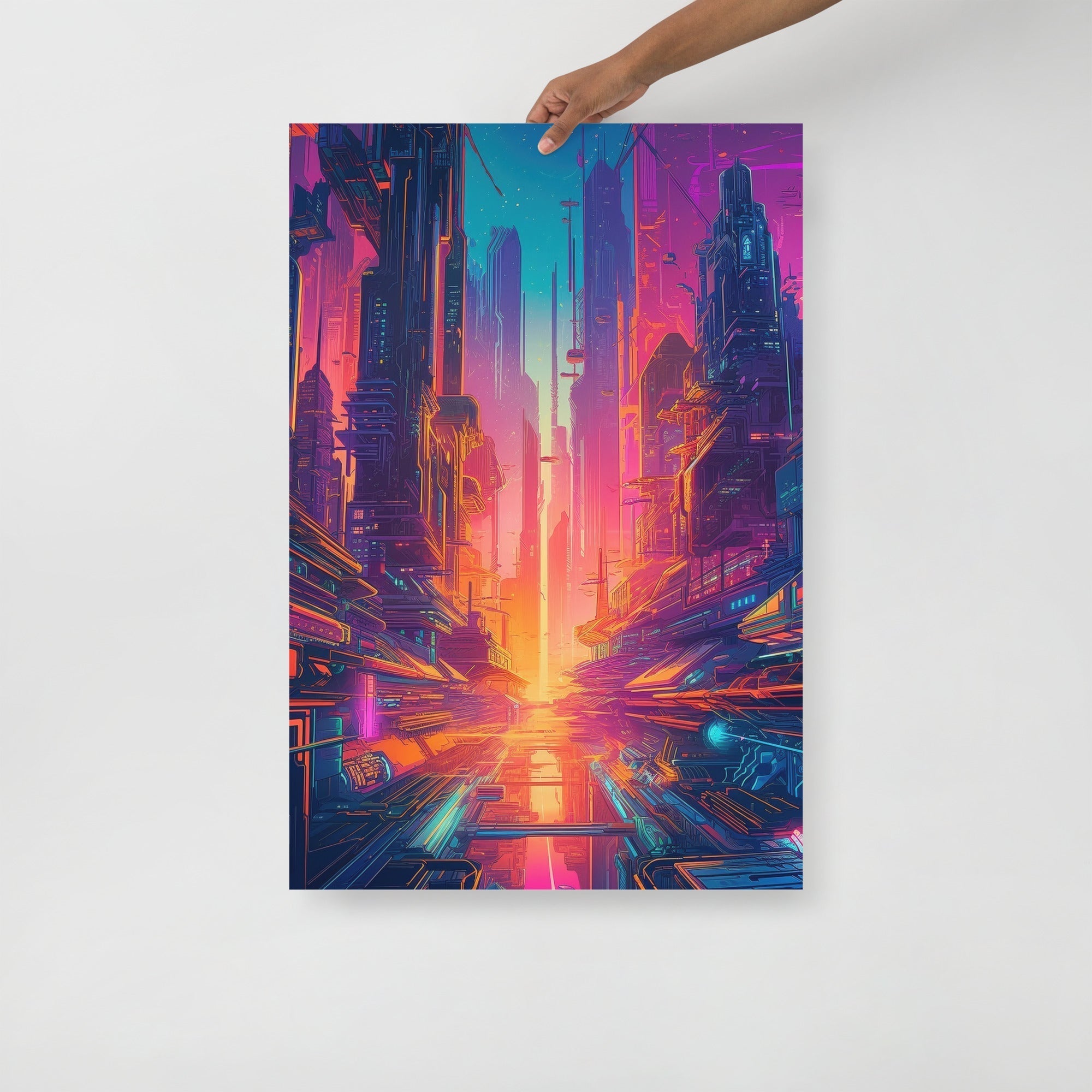 Vibrant Futuristic Psychedelic Abstract Art Poster by Visual Verse - Image 1