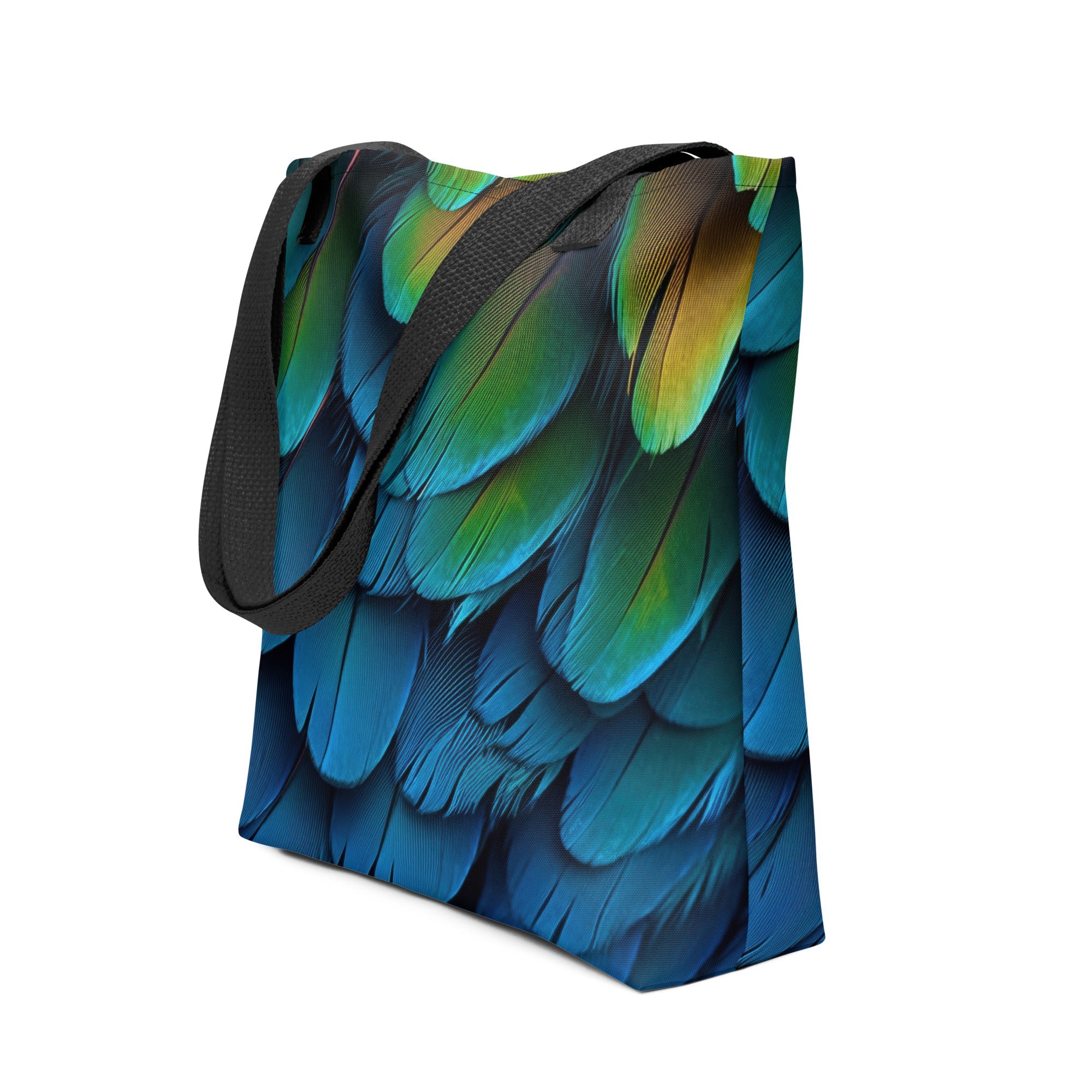 Vibrant Parrot Feather Tote Bag by Visual Verse - Image 1