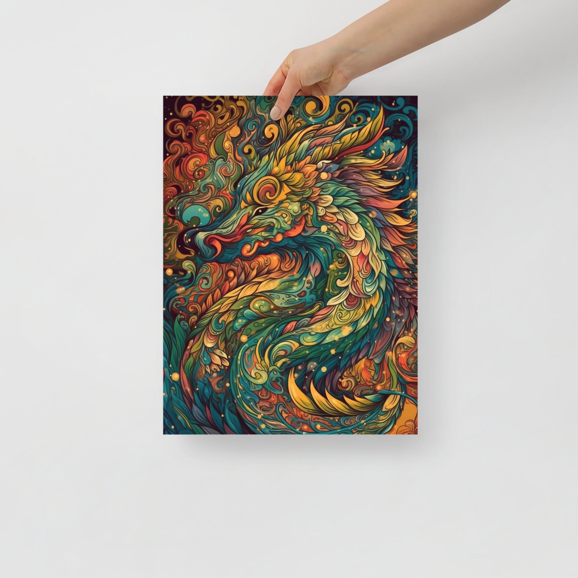 Vibrant Psychedelic Dragon Fantasy Art Poster by Visual Verse - Image 1