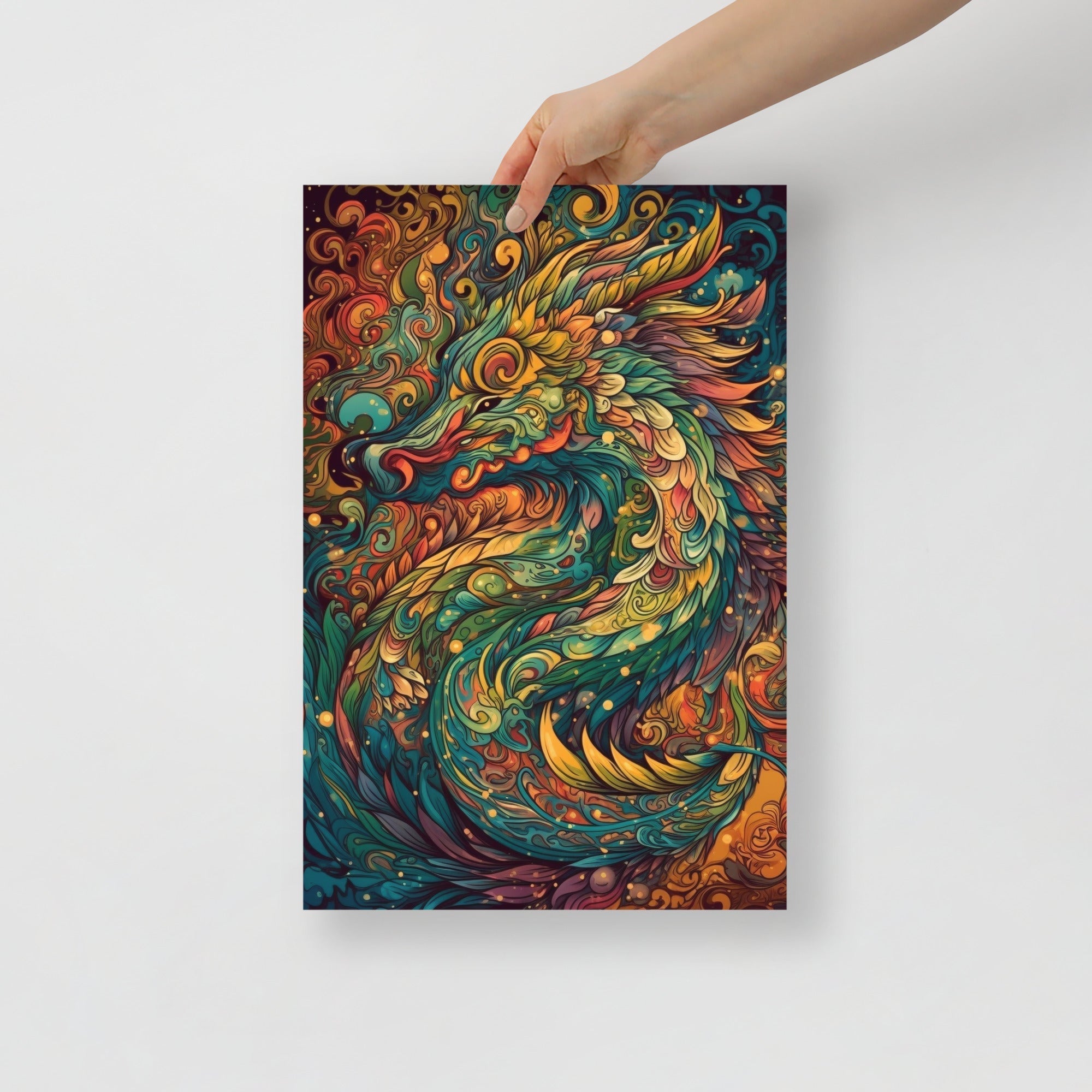 Vibrant Psychedelic Dragon Fantasy Art Poster by Visual Verse - Image 2