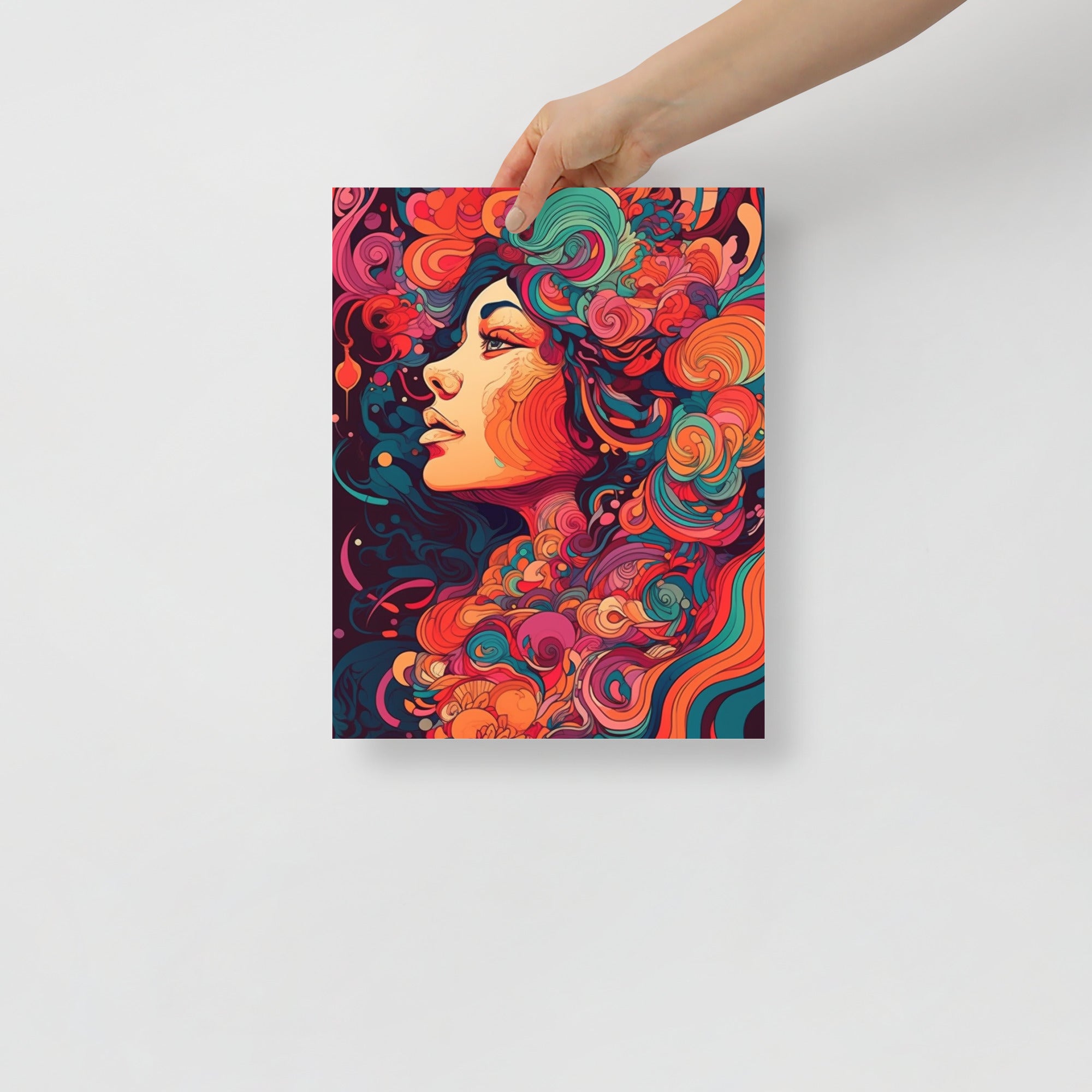 Vibrant Red Woman Psychedelic Art Poster by Visual Verse - Image 2