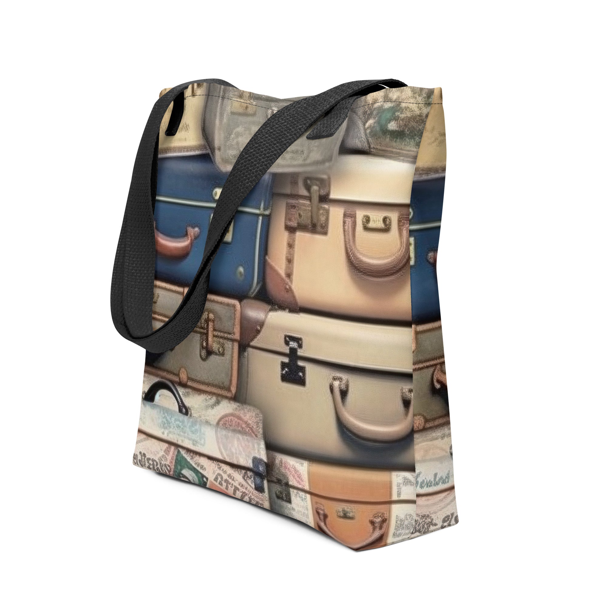 Vintage Suitcases Tote Bag - Repeating Pattern by Visual Verse - Image 1