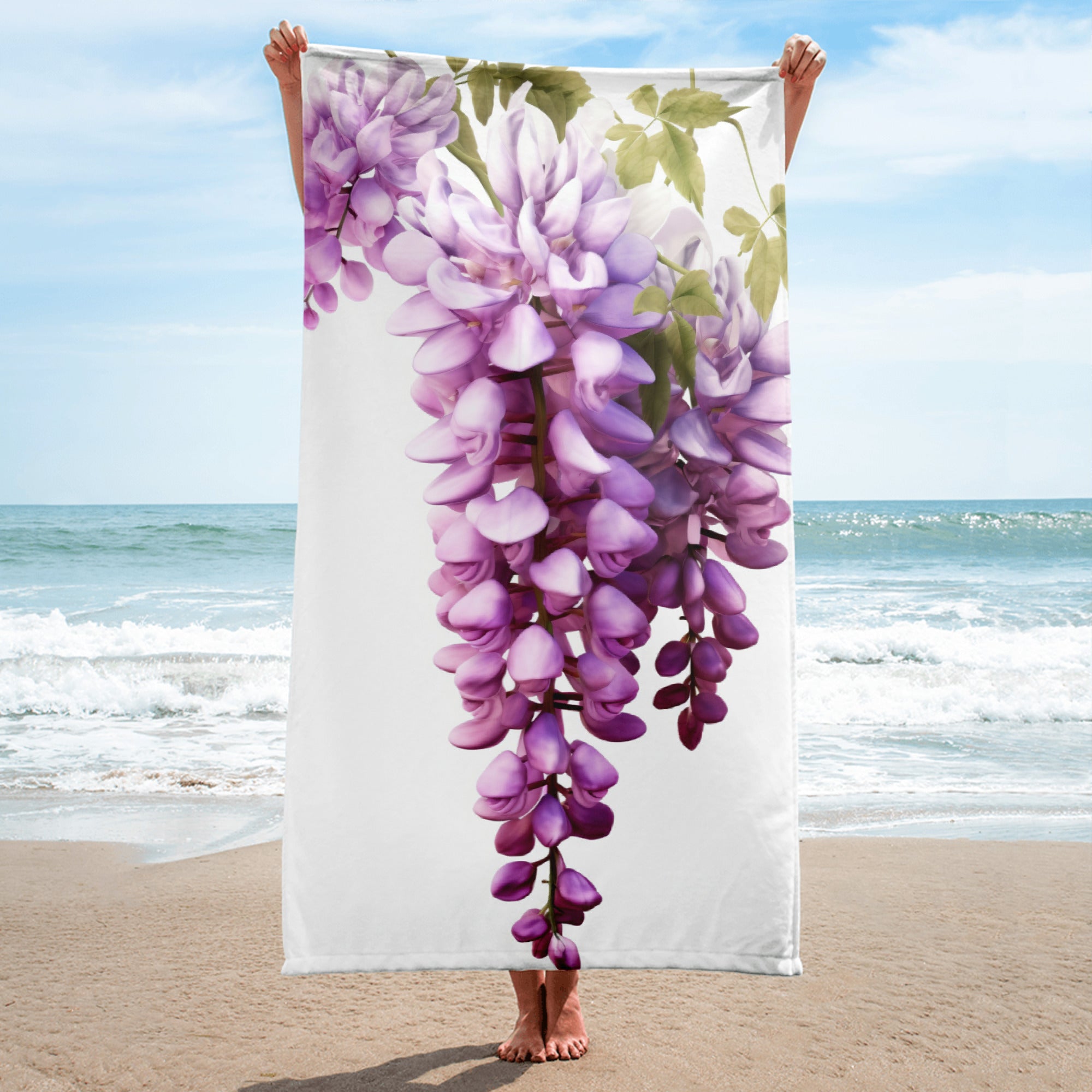 Wisteria Flower Beach Towel by Visual Verse - Image 1