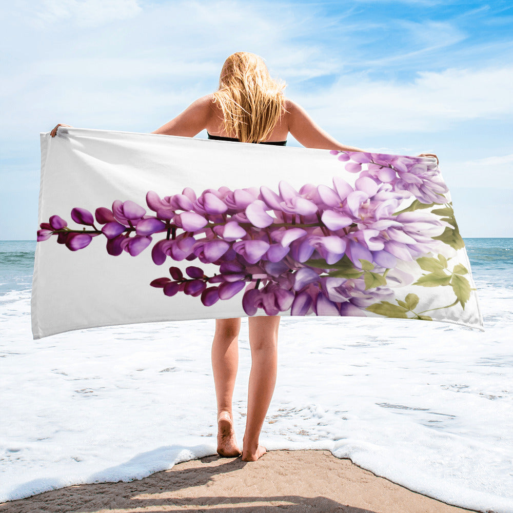 Wisteria Flower Beach Towel by Visual Verse - Image 2