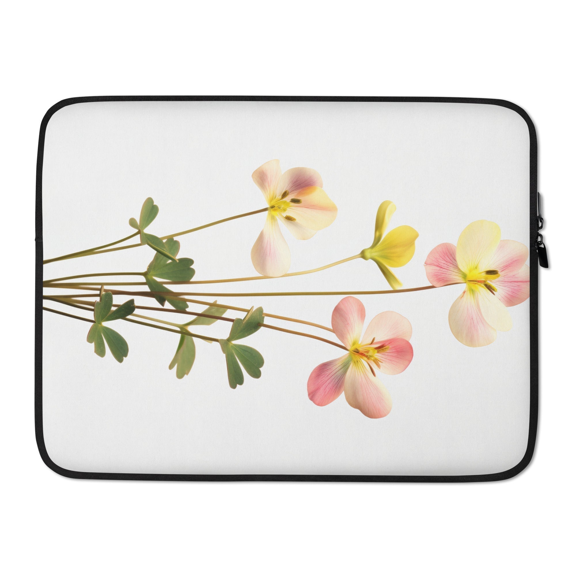 Wood Sorrel Flower Laptop Sleeve by Visual Verse - Image 1